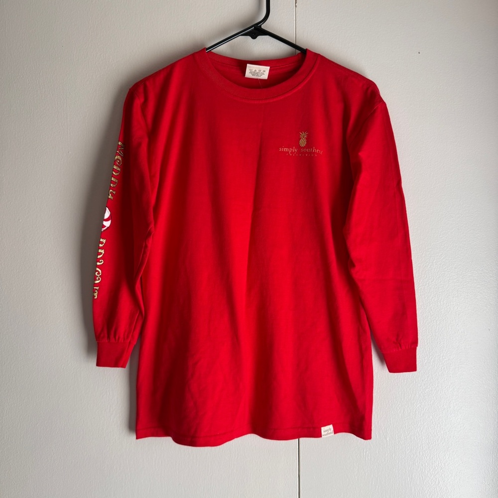 Simply Southern New Nuts About Christmas Merry Bright Red Longsleeve Youth Large - Picture 3 of 10